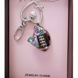 Betsey Johnson Football Bag Charm  Iridescent Bow Fob Ti M